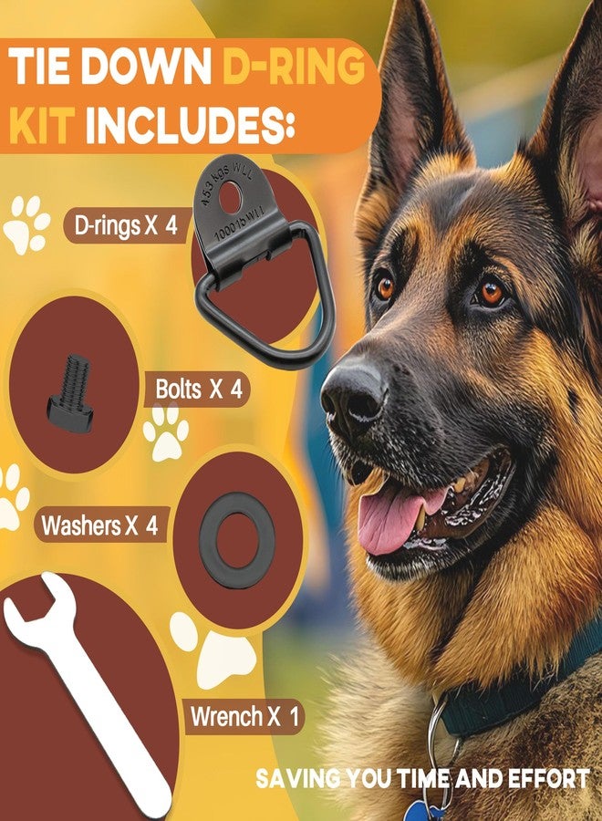 Terixe 4Pack Tie Down Kit for Ruffland Kennel - Tie Down D-Ring Kit, 1000lb Load Capacity, with Wrench - Easy Installation-(All Black) - Image 5
